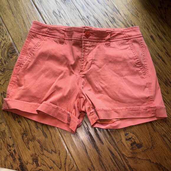 Liverpool Los Angeles Women Shorts Pumpkin Zip Pockets 4/27 Buttons Cotton Blen - Picture 2 of 11